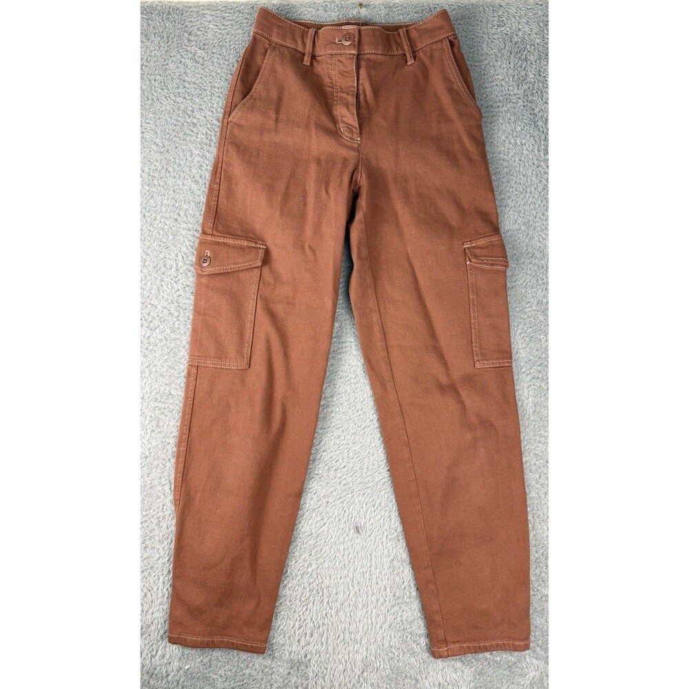 Aritzia Wilfred Free Modern Cargo Pants Rust Brown High Rise Utility Size 0